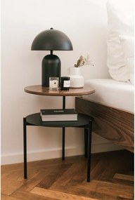 Черно/в тъмно естествен цвят нощно шкафче с орехов плот Tu – noo.ma