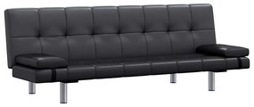241722 vidaXL Разтегателен диван с две възглавници, изкуствена кожа, черен