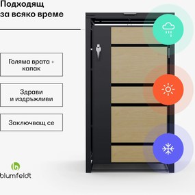 Blumfeldt BinSafe, контейнер за отпадъци, 1 кошче за отпадъци, 240 л, заключващо се, поцинкована стомана, устойчива на атмосферни влияния