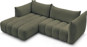 Зелен ъглов диван от прежда с примки от букле (ляв ъгъл) Azra – Bobochic Paris