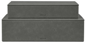 Антрацитни декоративни кутии за съхранение с капаци в комплект от 2 бр. от изкуствена кожа 40x30x11 cm Sahla – Blomus