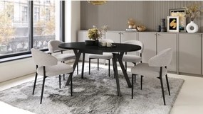 АЛМО Черно/черни крака - КРЪГЛА РАЗТЕГАТЕЛНА МАСА С Y-ОБРАЗНИ КРАКА В ЛОФТ/ИНДУСТРИАЛЕН СТИЛ ЗА ХОЛ ИЛИ ТРАПЕЗАРИЯ