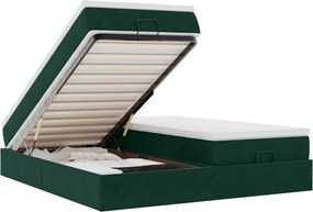 3311258 vidaXL Османска легло с матраци, тъмнозелено, 160x200 см, кадифе