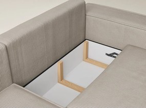 Бежов сгъваем/с място за съхранение ъглов диван от рипсено кадифе (ляв ъгъл/L форма) Tonga – Maison de Rêve