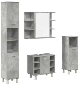 3324850 vidaXL Комплект мебели за баня от 4 части бетонно сив инженерно дърво