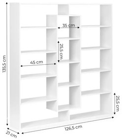 Модерен просторен стенен рафт в бяло 135,5 x 126,5 cm