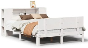3322629 vidaXL Легло с етажерка за книги, без матрак, 140x190 см, бор масив