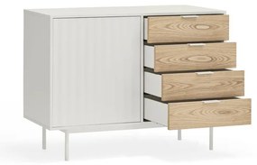 Бял/естествен нисък скрин от декор от дъб 108x80 cm Sierra – Teulat