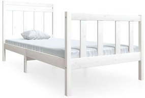 3100705 vidaXL Рамка за легло, бяла, масивно дърво, 90х200 см
