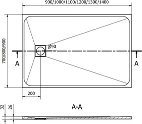 Mexen Bert правоъгълен поддушов коритo SMC 120 x 90 cm, бял - 4K109012
