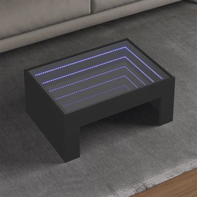 847610 vidaXL Маса за кафе с Infinity LED, черна, 70x50x30 см