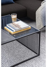 Черна масичка за кафе със стъклен плот 80x80 cm Strington - Actona