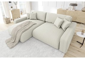 Кремав разтегателен ъглов диван от рипсено кадифе (променлив) Sara – Ropez