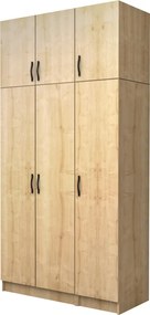 Шкаф с три врати от меламин Vivian с кабинет в цвят дъб 120x51.8x240см.