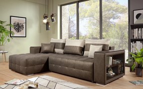 Разтегателен ъглов диван с подлакътник етажерка Мелвин S