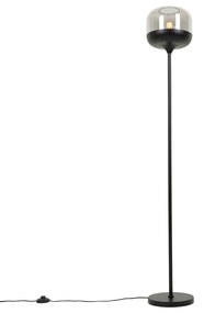 Дизайнерски подов аплик черен със злато и опушено стъкло - Kyan