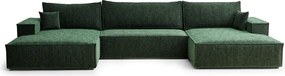 Тъмнозелен шенилов сгъваем/с място за съхранение ъглов диван (U форма) Kyoto – Maison de Rêve