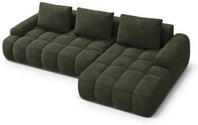 Зелен кадифен сгъваем/с място за съхранение ъглов диван (десен ъгъл) Linz – Cosmopolitan Design