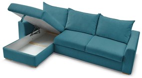 Син разтегателен ъглов диван от рипсено кадифе (променлив) Augustin – Bobochic Paris