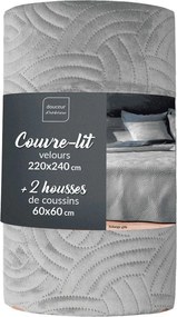 Сиво комплект шалте и калъфка за възглавница 220x240 cm Solange – douceur d'intérieur