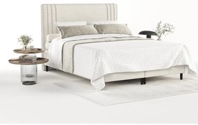 Бежово тапицирано двойно легло с място за съхранение 140x200 cm Musca – Maison de Rêve