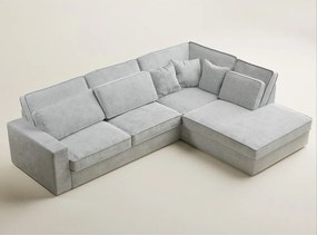 Светлосив шенилов ъглов диван (десен ъгъл/L форма) Kirou – Maison de Rêve