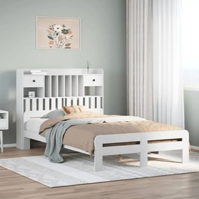 3308898 vidaXL Легло с етажерка за книги, без матрак, 135x190 см, бор масив