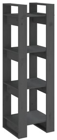 813866 vidaXL Библиотека/разделител за стая, сива, 41x35x125 см, бор масив