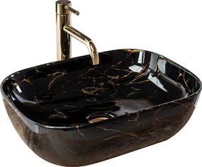 Умивалник за плот Rea Belinda Black Marble shiny