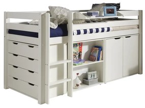 Бяло двуетажно легло от борова дървесина 90x200 cm PINO - Vipack