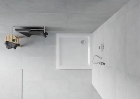 Mexen Flat квадратен плосък поддушов съд 80 x 80 см, бял, сифона хром - 40108080