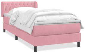 3317816 vidaXL Боксспринг легло с матрак, розово, 100x220 см, кадифе