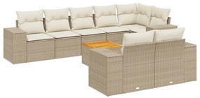 3257864 vidaXL Градински комплект диван с възглавници 9 части бежов полиратан