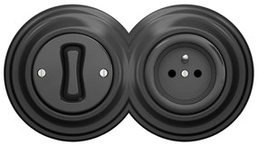 Kliklap - Ретро еднополюсен ключ № 1 и розетка 230V с рамка в цвят антрацит