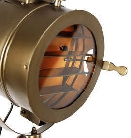 Подова лампа с триножник бронз с дървен студиен прожектор - Radient