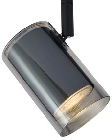 Модерен прожектор черен с димно стъкло за 1-фазна релсова система - Iconic Lloyd