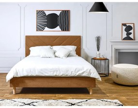 Оранжево тапицирано двойно легло с включена подматрачна рамка 160x200 cm Romane – Bobochic Paris