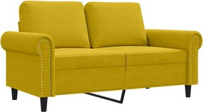 359525 vidaXL 2-местен диван, жълт, 120 см, кадифе