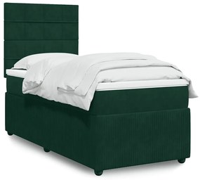 3292193 vidaXL Боксспринг легло с матрак, тъмнозелено, 80x200 см, кадифе