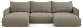 Бежов разтегателен ъглов диван с място за съхранение Nanea – Makamii