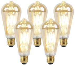 Комплект от 5 LED крушки E27 Димиране до топло злато 8W 806lm 2000-2700K