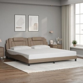 3208121 vidaXL Рамка за легло Viana без матрак, капучино, 200x200 см, изкуствена кожа
