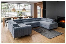 Син сгъваем/с място за съхранение ъглов диван (десен ъгъл/U форма) Louis – ELTAP