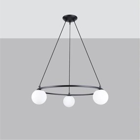 Бяло/черно висящо осветително тяло със стъклен абажур Umerta – Sollux