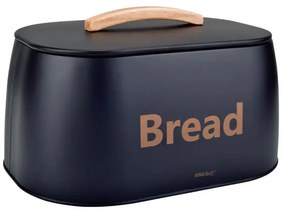 Кутия за хляб Kinghoff KH 1946, 35 см, Метално тяло, Дървена дръжка, Черен