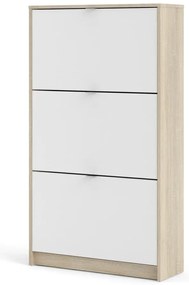 Бяла/естествена накланяща се стойка за обувки от декор от дъб Shoes – Tvilum