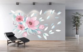 Стикер за стена за интериора букет от розови цветя 120 x 240 cm