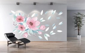 Стикер за стена за интериора букет от розови цветя 50 x 100 cm