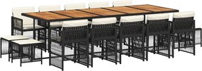 3210999 vidaXL Градински комплект с възглавници 15 части полиратан черен