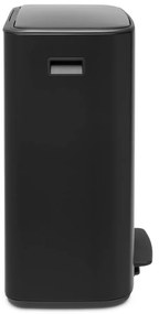 Матово-черно стоманено кошче за боклук за рециклиране с педал 60 l Bo – Brabantia